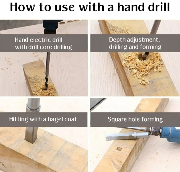 Vierkantzapfen-Bohrersatz für Holz – 4er-Set