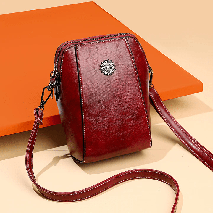 Kleine Crossbody-Tasche in Lederoptik mit mehreren Fächern – Verstellbarer Riemen