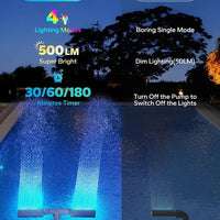 Solar-Poolbrunnen mit RGB-LED-Licht – Doppelbogen, Fernbedienung