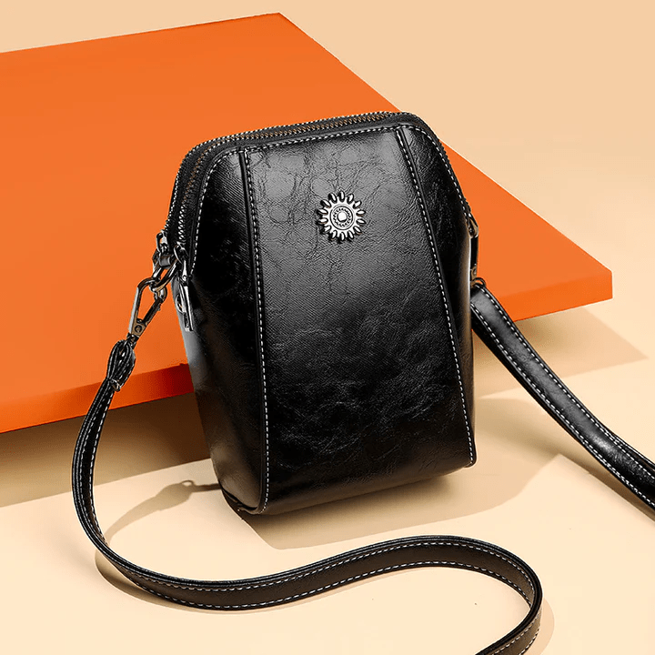 Kleine Crossbody-Tasche in Lederoptik mit mehreren Fächern – Verstellbarer Riemen