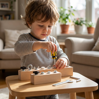 Schraubbrett aus Holz für Kinder – 8 verschiedene Befestiger
