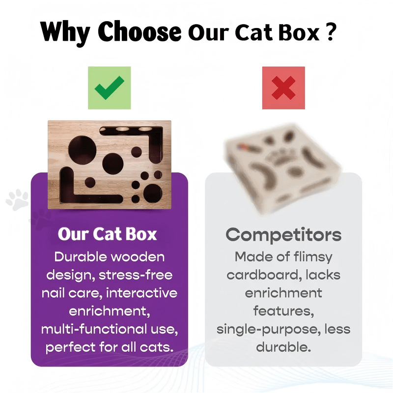 Holz-Katzen-Puzzlebox – Beschäftigung mit Leckerlies & natürlicher Krallenpflege
