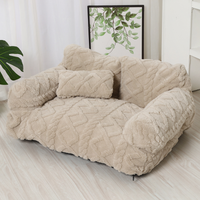 Plüsch-Haustiersofa mit erhöhtem Rand und Kissen – 4 Farben