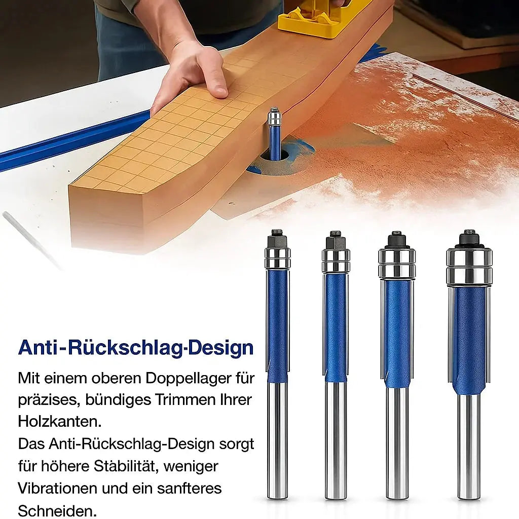 Bündiger Fräser-Set 4-teilig – Saubere Kanten auf jedem Material