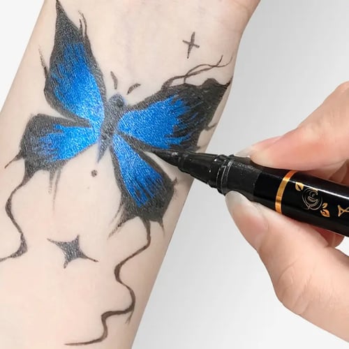 Temporäre Tattoo-Marker Set – 10 Farben mit Pinselspitze
