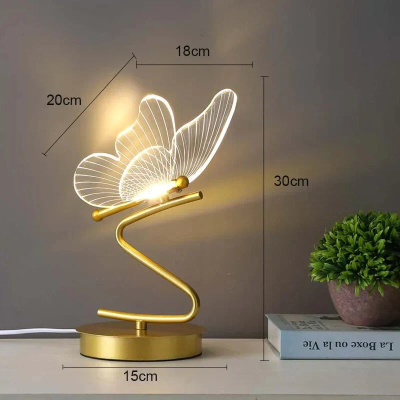 Schmetterling LED-Tischleuchte mit Acrylflügeln – Warmes Dekoratives Licht