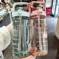 2-Liter-Trinkflasche mit Strohhalm & Zeitmarkierung – BPA-frei, Auslaufsicher