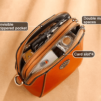 Kleine Crossbody-Tasche in Lederoptik mit mehreren Fächern – Verstellbarer Riemen