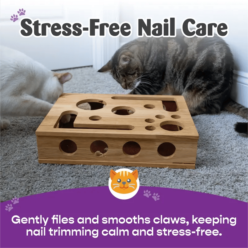 Holz-Katzen-Puzzlebox – Beschäftigung mit Leckerlies & natürlicher Krallenpflege