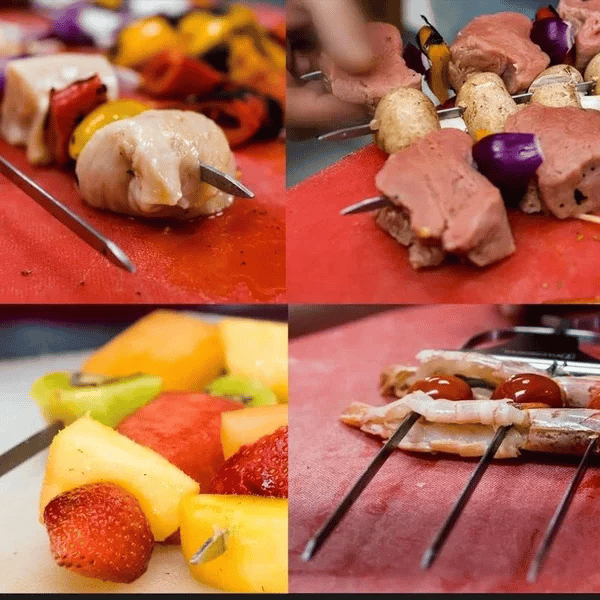 Grillspieß-Set mit Abstreifer (3er-Set)