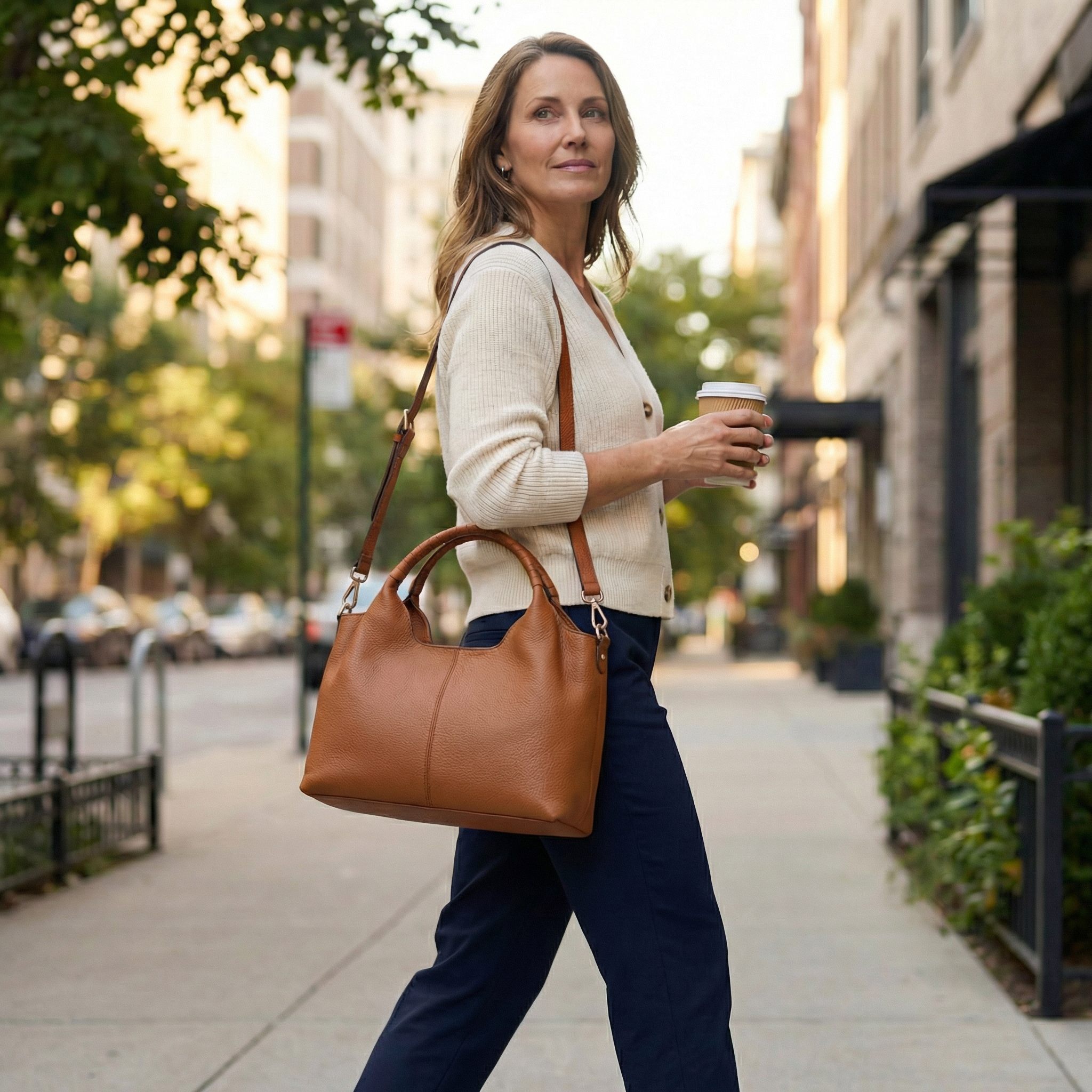Weiche Leder-Hobo-Tasche mit mehreren Fächern