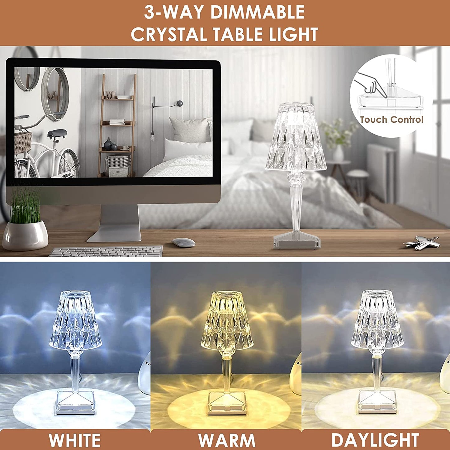 LED Kristall Tischlampe