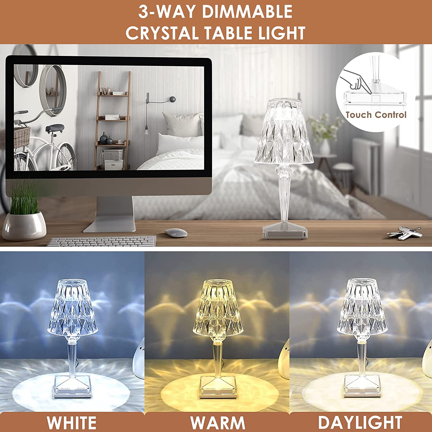 LED Kristall Tischlampe