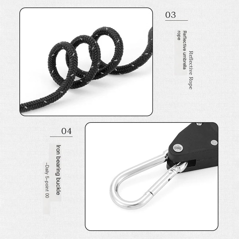 Verstellbare Zeltabspannseile mit Rollenschnalle – 4er-Set