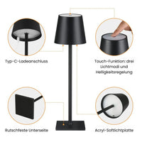 Kabellose LED-Tischlampe mit Touch-Dimmer – ohne Kabel, pure Atmosphäre