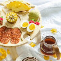 Klappbarer Holz-Picknicktisch mit Weinglashaltern & Flaschenhalter