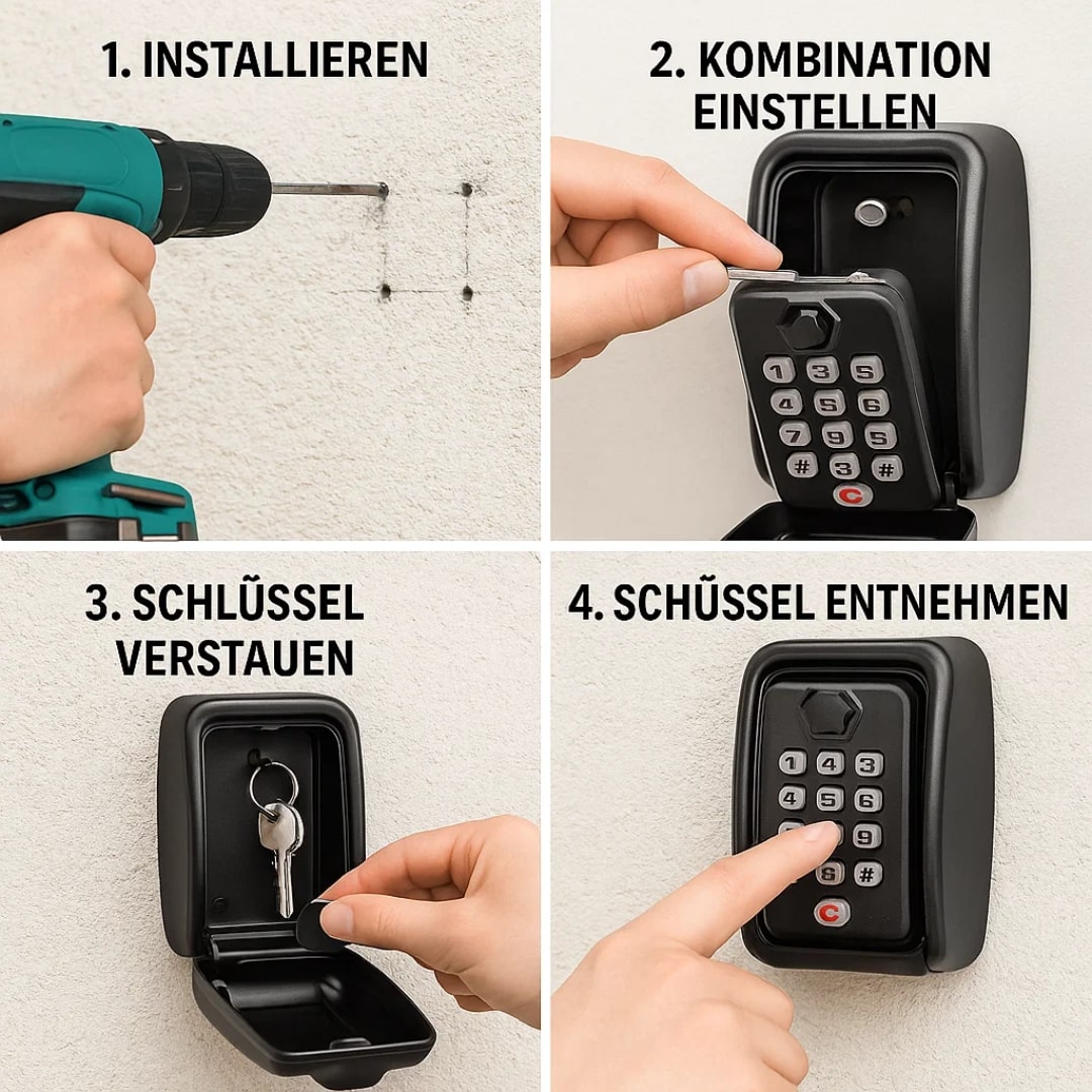 Schlüsselsafe mit Zahlenkombination zur Wandmontage – Immer zugänglich