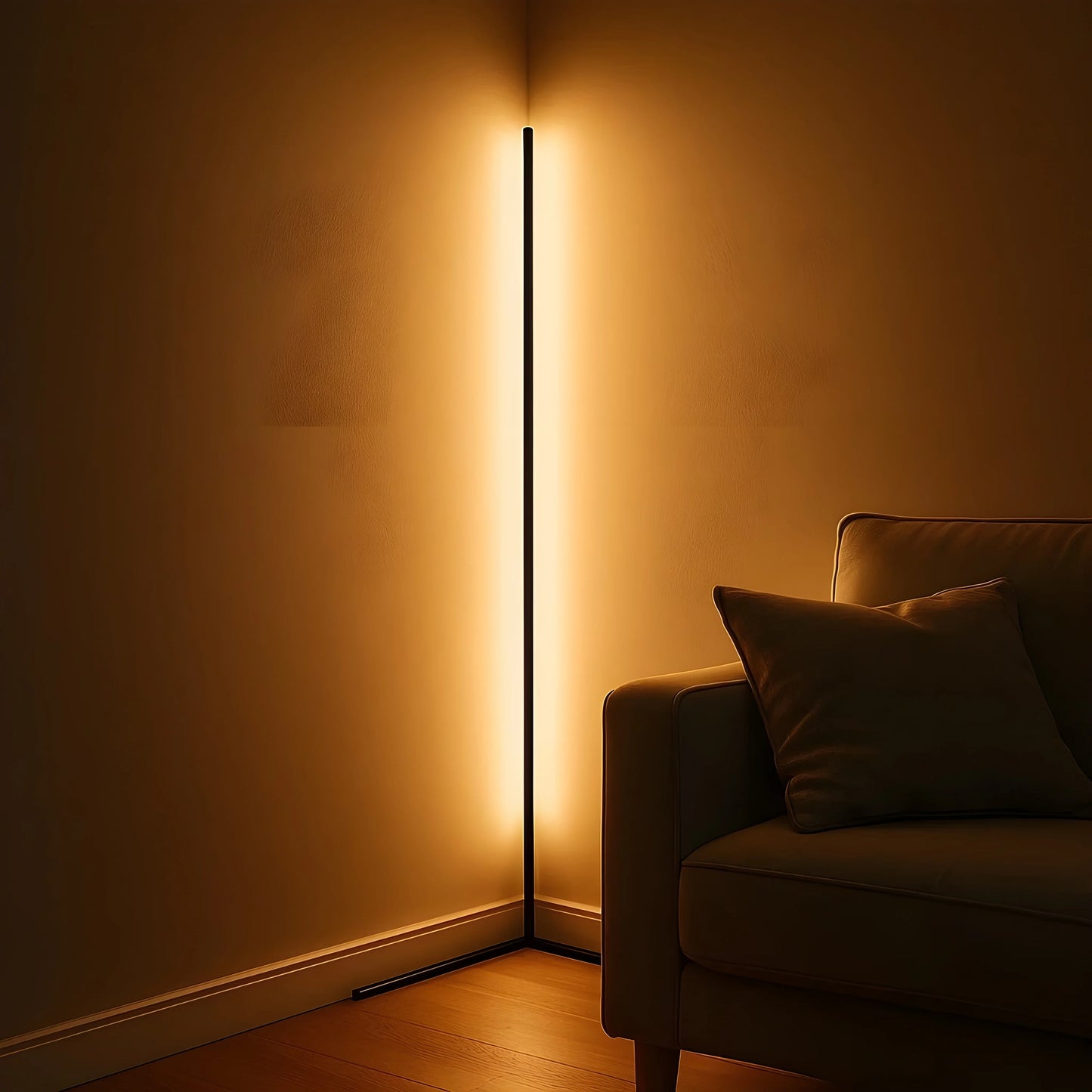 Dimmbare LED-Eck-Stehlampe mit Fernbedienung
